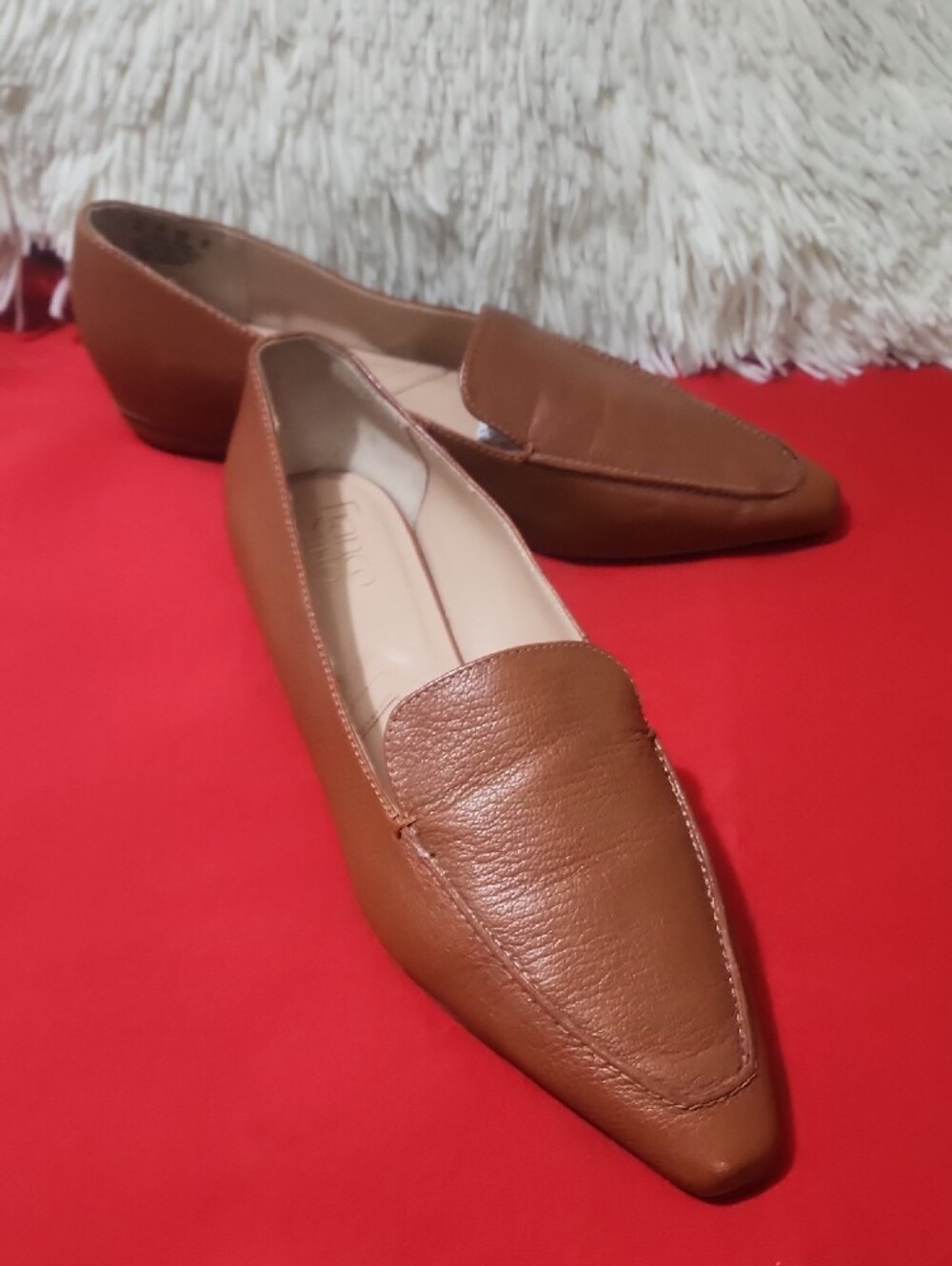 Franco Sarto Belamour Tan Pointed-Toe Leather Loafers